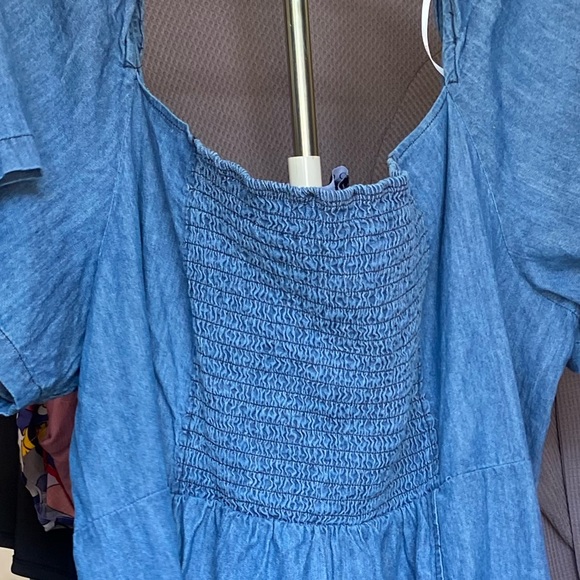ELOQUII CHAMBRAY Denim Smocked Dress NWT - Picture 3 of 5